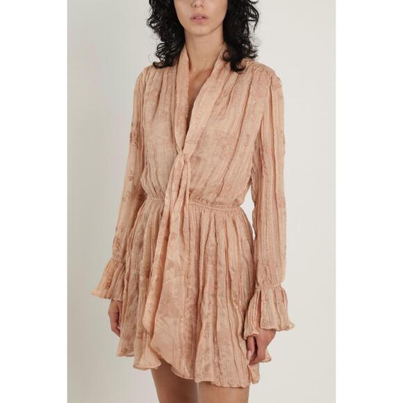 NEW SABINA MUSAYEV dillon dress in cream latte floral embroidery